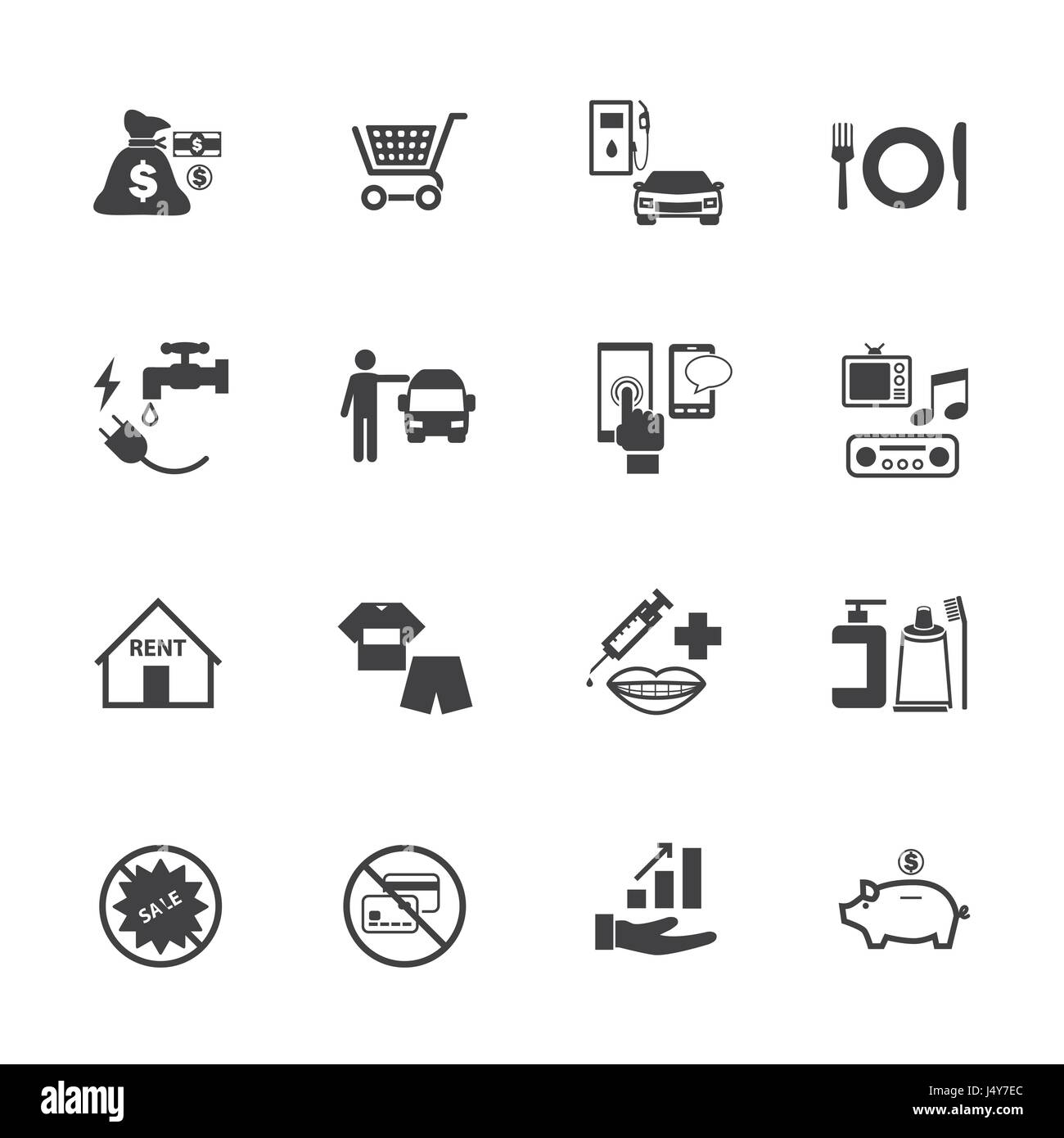 Icônes d'affaires et financiers fixés. Concept de la dette. Vector design plat. Illustration de Vecteur