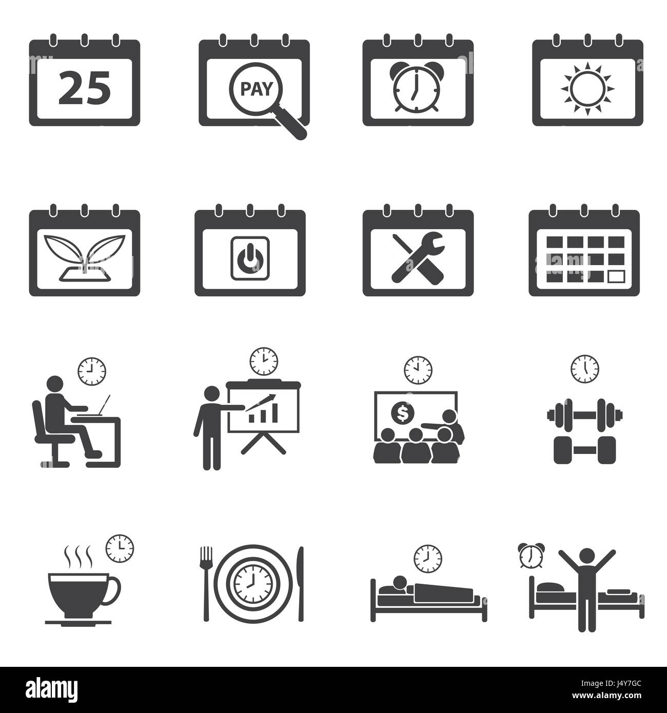 Daily routine icons Banque d'images vectorielles - Alamy