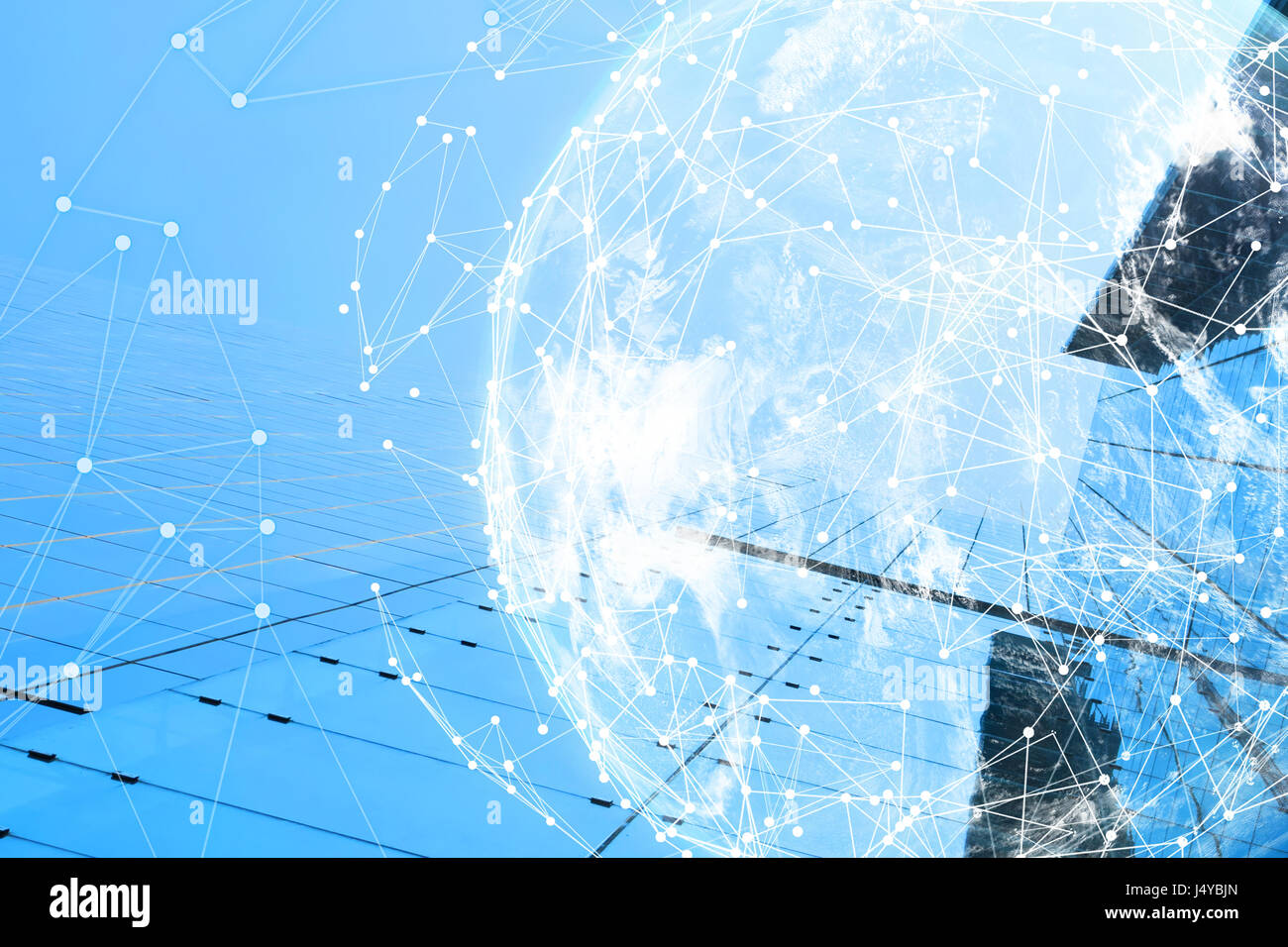 Internet des objets , iot , smart home, smart city et réseau connexion concept. La technologie grand livre distribué cloud connect en fil de fer et fournir globe Banque D'Images