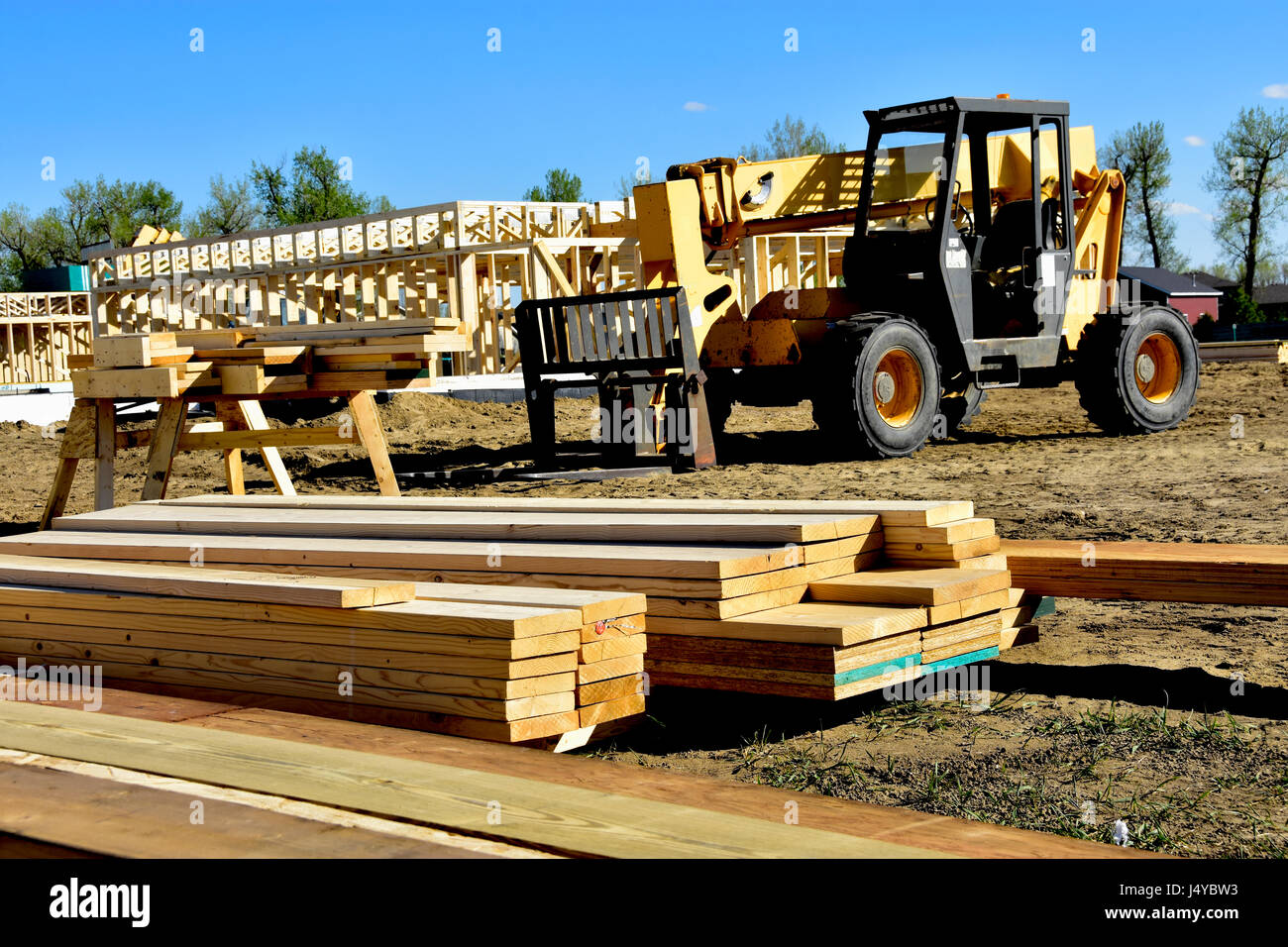 Nouveau châssis en bois home en construction. Banque D'Images