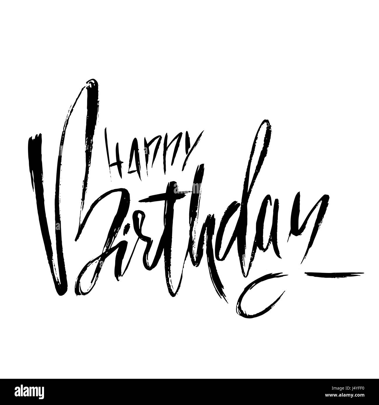 Joyeux anniversaire. La brosse sèche moderne lettrage pour invitation et carte de souhaits, estampes et affiches. Inscription manuscrite. Dessin calligraphique. Vector illustration. Illustration de Vecteur