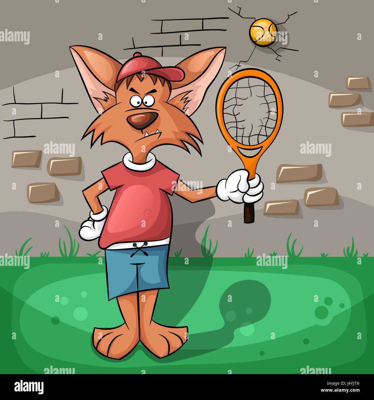 Le loup très fort à jouer au tennis Illustration de Vecteur