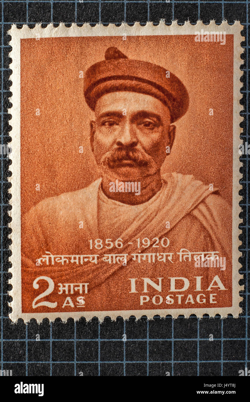 Vintage stamp de bal gangadhar tilak, Inde, Asie Banque D'Images