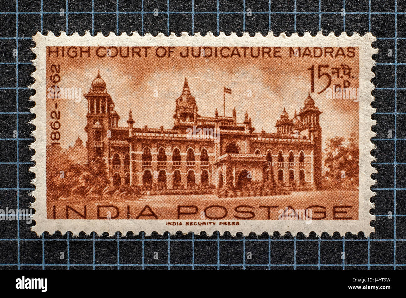 Vintage stamp de haute cour de justice de Madras, Inde, Asie Banque D'Images