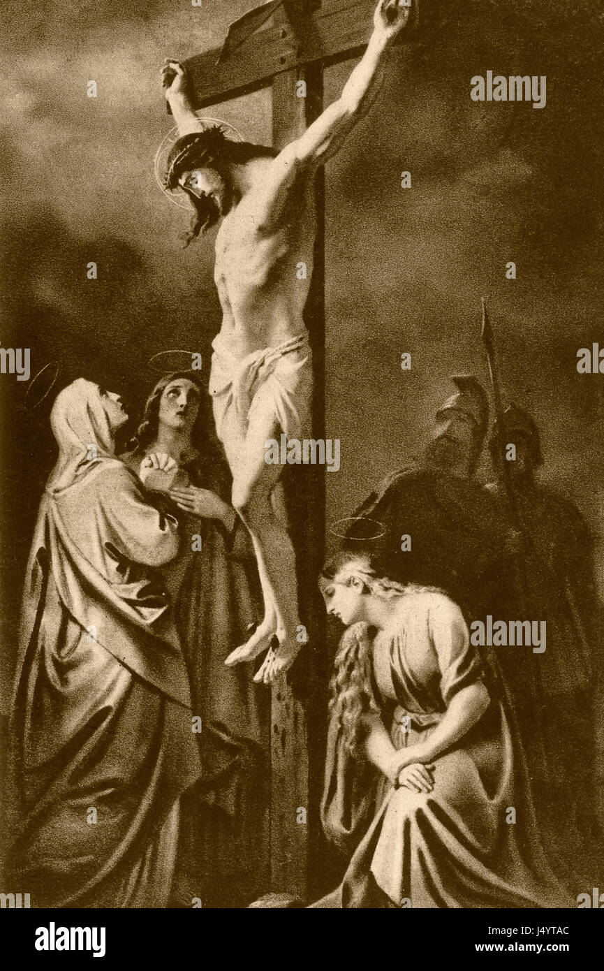Vintage Années 1600 Croquis de jésus christ crucifixion, Inde, Asie Banque D'Images