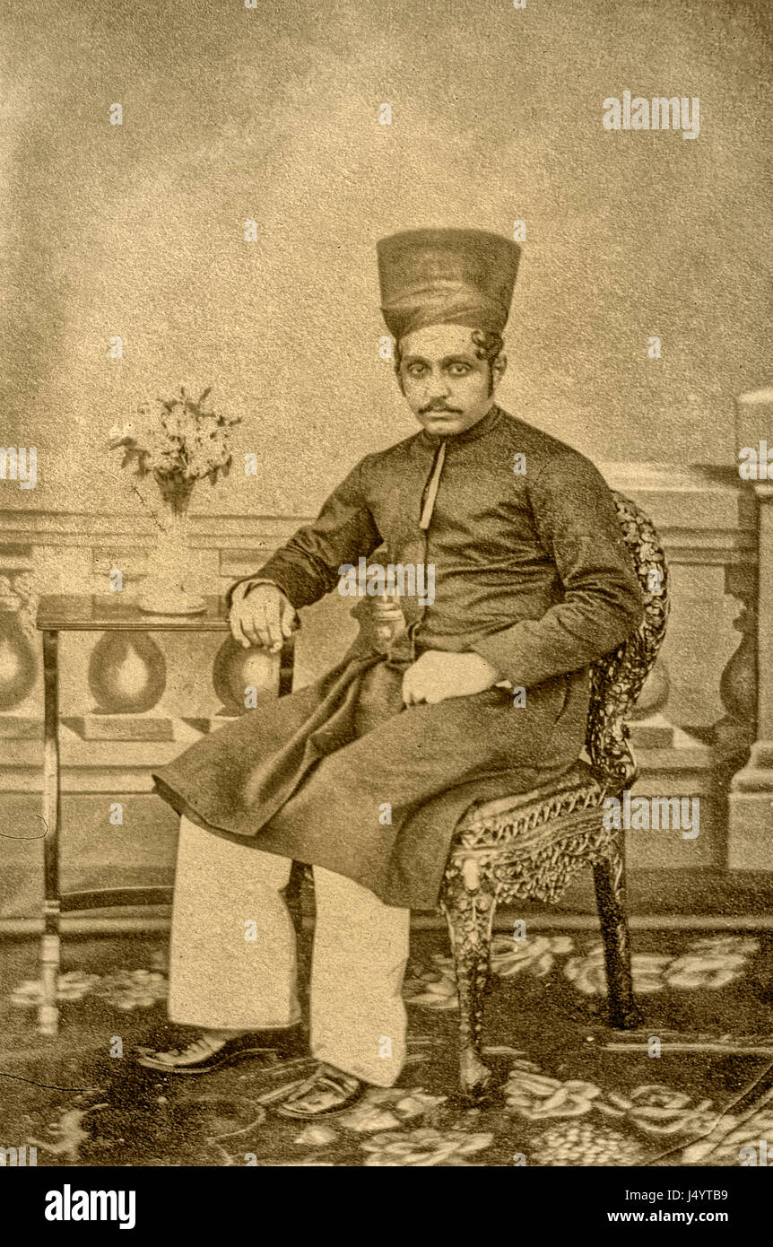 Vintage 1800s Photographie sépia de parsi, Mumbai, Maharashtra, Inde, Asie Banque D'Images