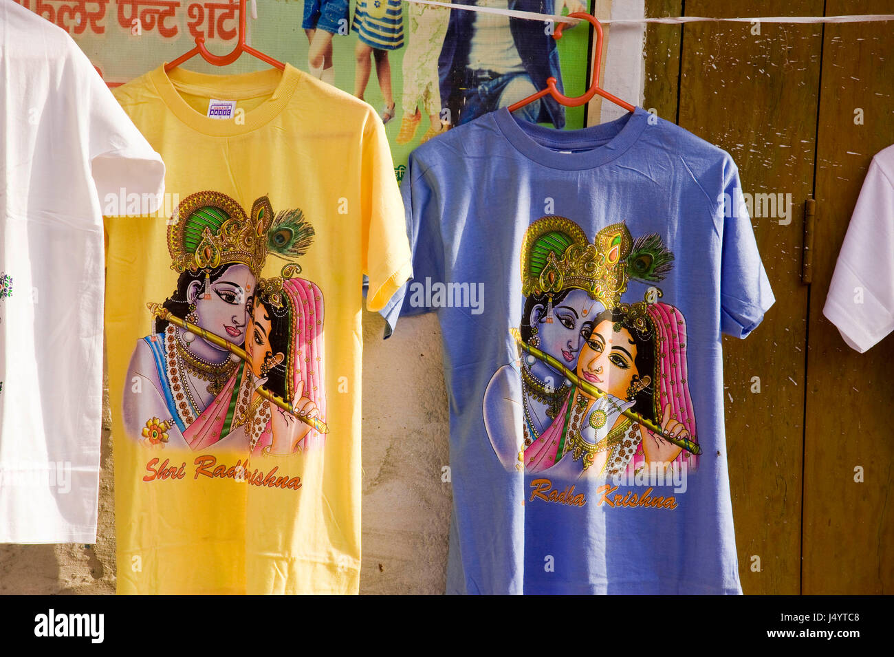 Radha Krishna imprimé sur t shirt, Mathura, Uttar Pradesh, Inde, Asie Banque D'Images