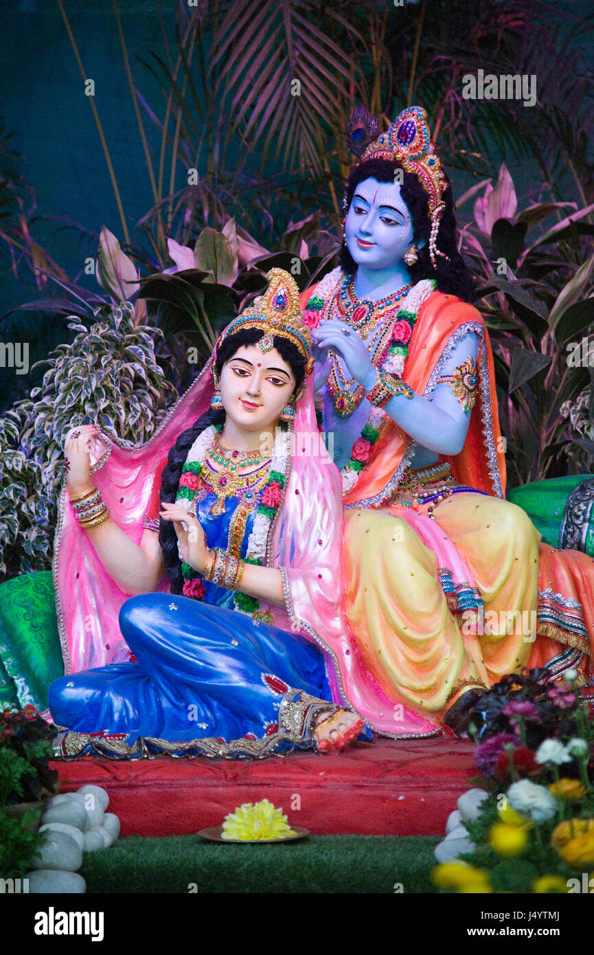 Radha Krishna, prem mandir, Mathura, Uttar Pradesh, Inde, Asie Banque D'Images