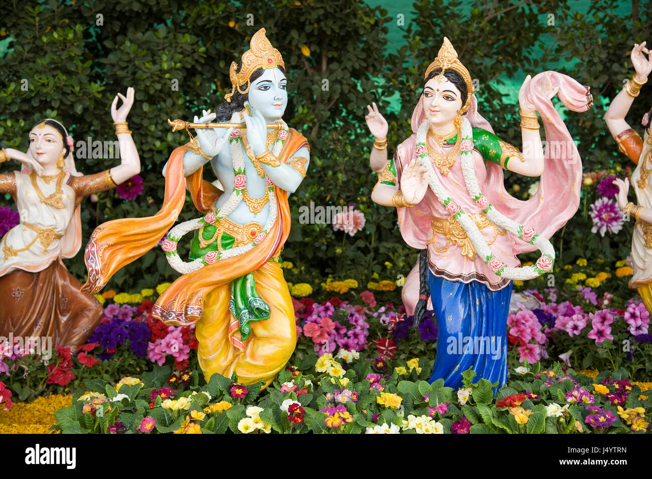 Radha Krishna statue, prem mandir, Mathura, Uttar Pradesh, Inde, Asie Banque D'Images