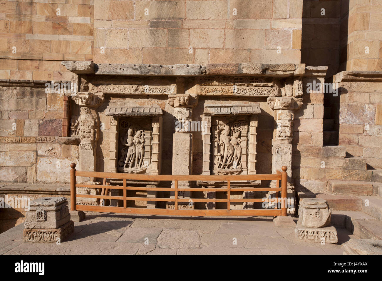 Sculptures sur Rani ki Vav, Patan, Gujarat, Inde, Asie Banque D'Images