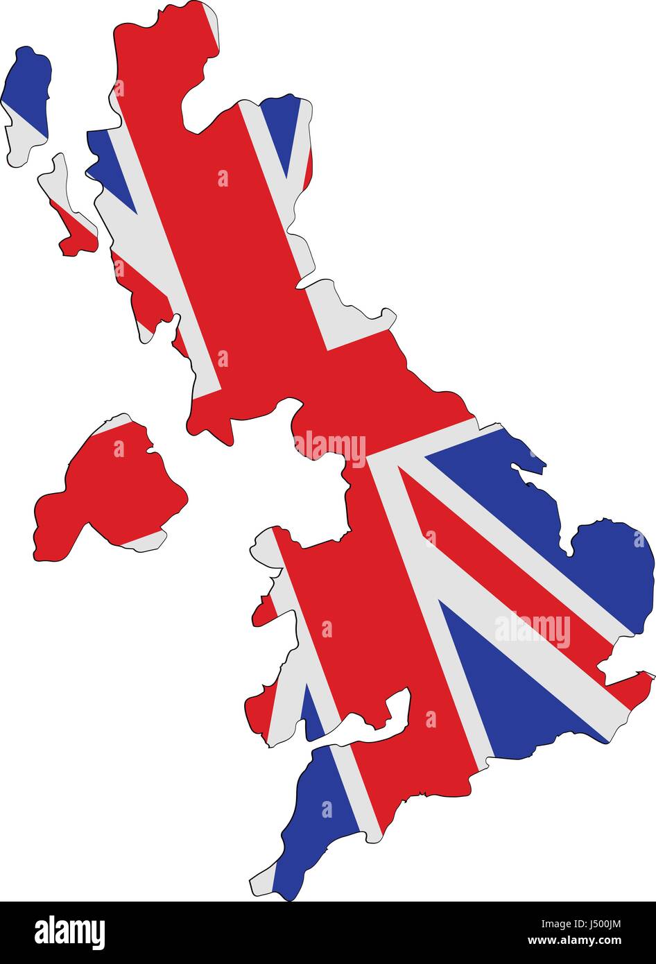 Royaume-uni carte vectorielle avec le drapeau à l'intérieur. Illustration de Vecteur