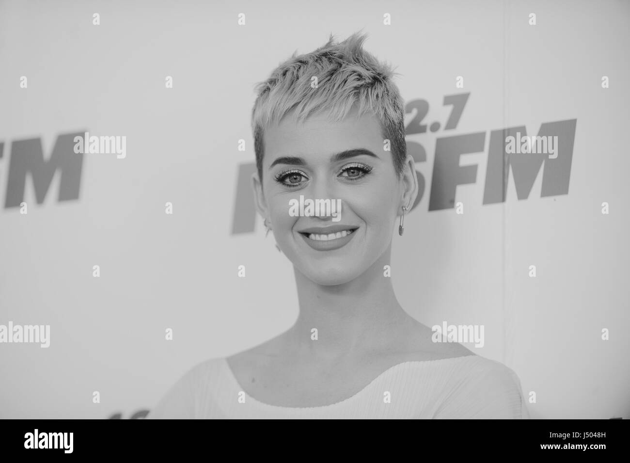 Singer Katy Perry 2017 arrivant à la radio KIIS FM Wango Tango à l'StubHub Center le 13 mai 2017 à Carson, Californie. Altérées (noir et blanc) Banque D'Images