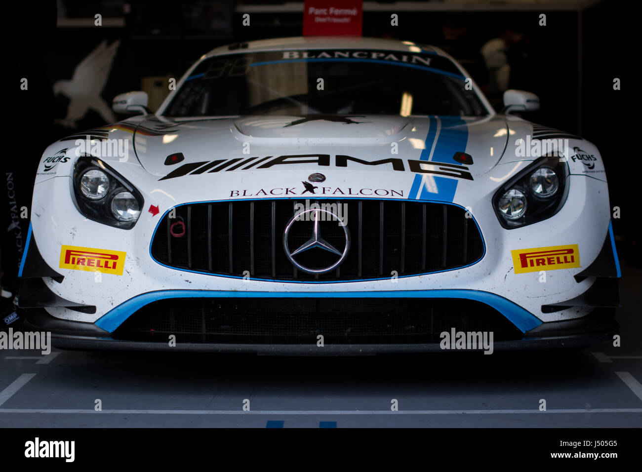 Towcester, Northamptonshire, Angleterre. 14 mai, 2017. Pilote de course série Blancpain GT Luca Stolz / Adam Christodoulou / Yelmer Buurman et l'équipe Mercedes AMG Black Falcon en qualifications sesson du Blancpain Endurance Series GT Cup au circuit de Silverstone (photo de Gergo Toth / Alamy Live News) Banque D'Images