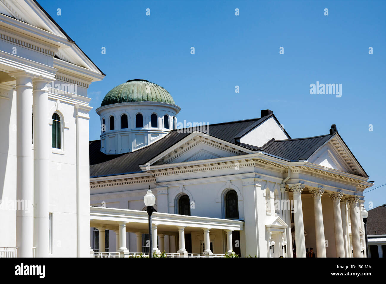 Opelika Alabama, quartier historique, première église méthodiste unie, style Renaissance classique, établi en 1837, colonne corinthienne cannelée, bâtiment, Banque D'Images