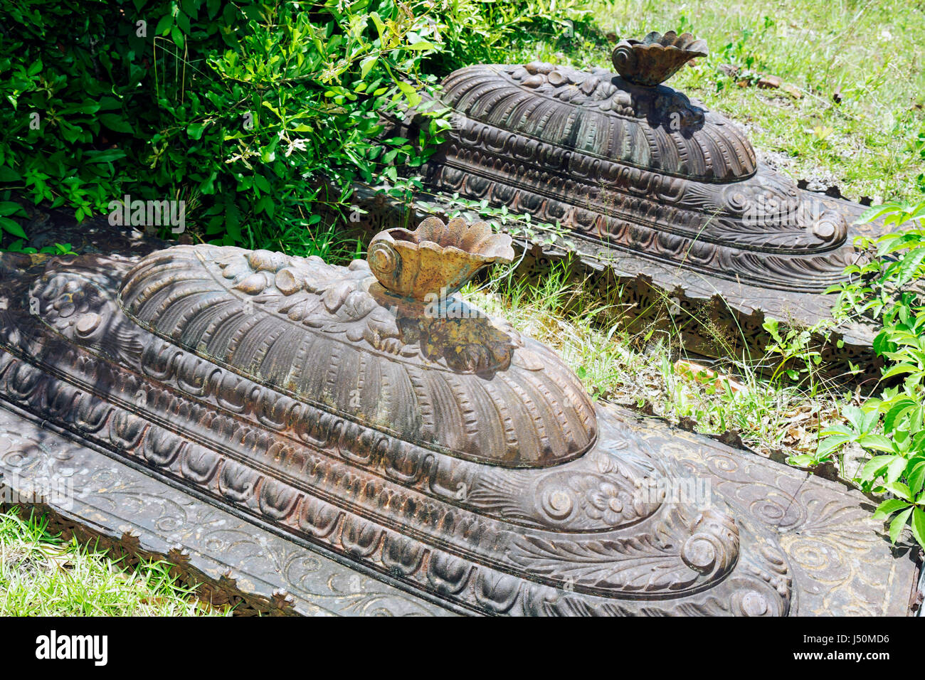 Greenville Alabama, Pioneer Cemetery, établi en 1819, fonte métal, tombes, AL080521015 Banque D'Images