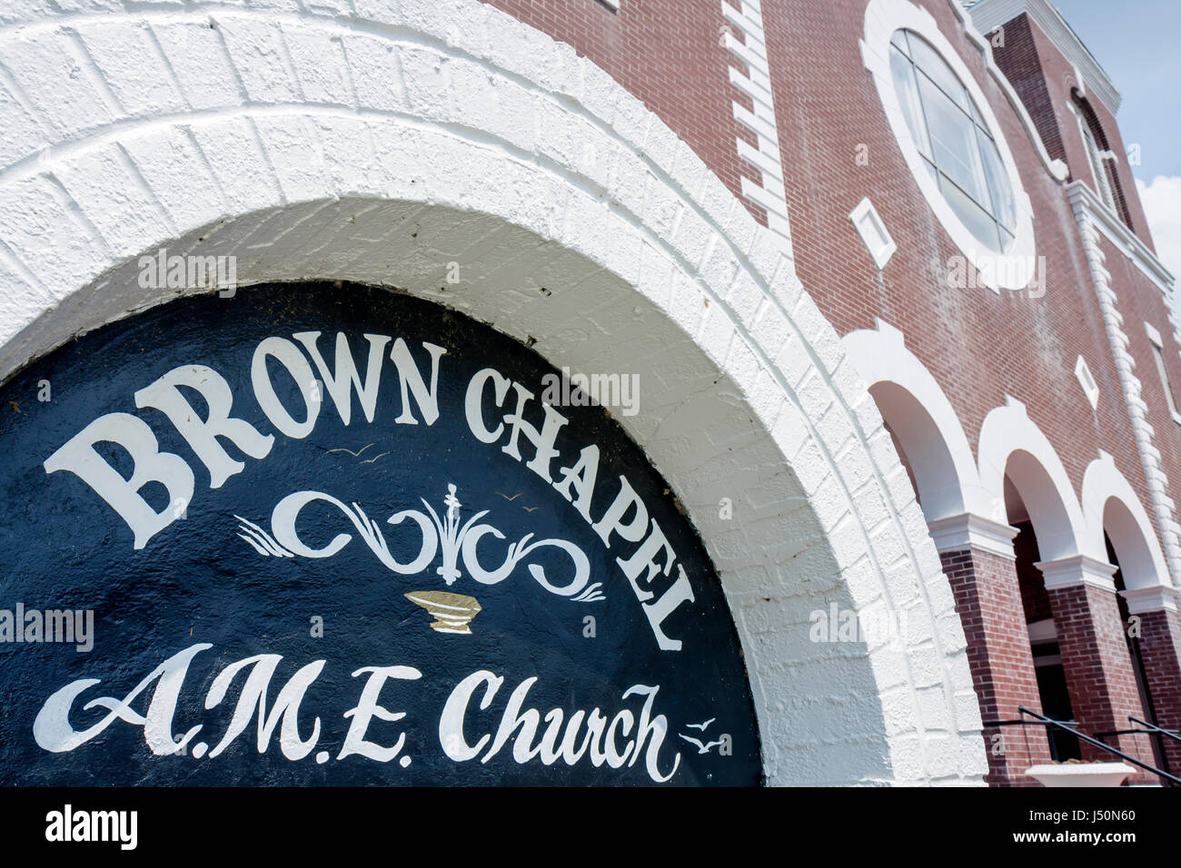 Alabama, Dallas County, Selma, Brown Chapel A.M.E. Eglise,Martin Luther King Jr Monument,mouvement des droits civils,ségrégation,Histoire noire,religion,AL0805 Banque D'Images