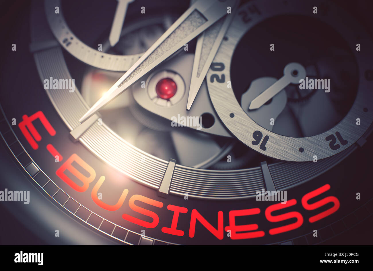 L'E-Business sur montre-bracelet élégant mécanisme. 3D. Banque D'Images