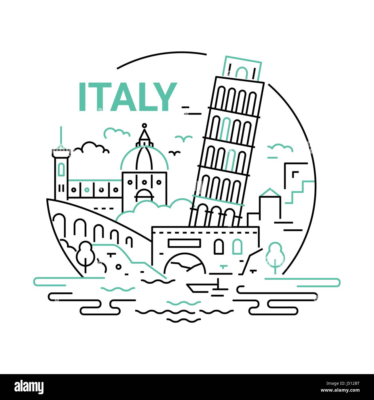 Italie - moderne ligne vectorielle illustration voyage Illustration de Vecteur