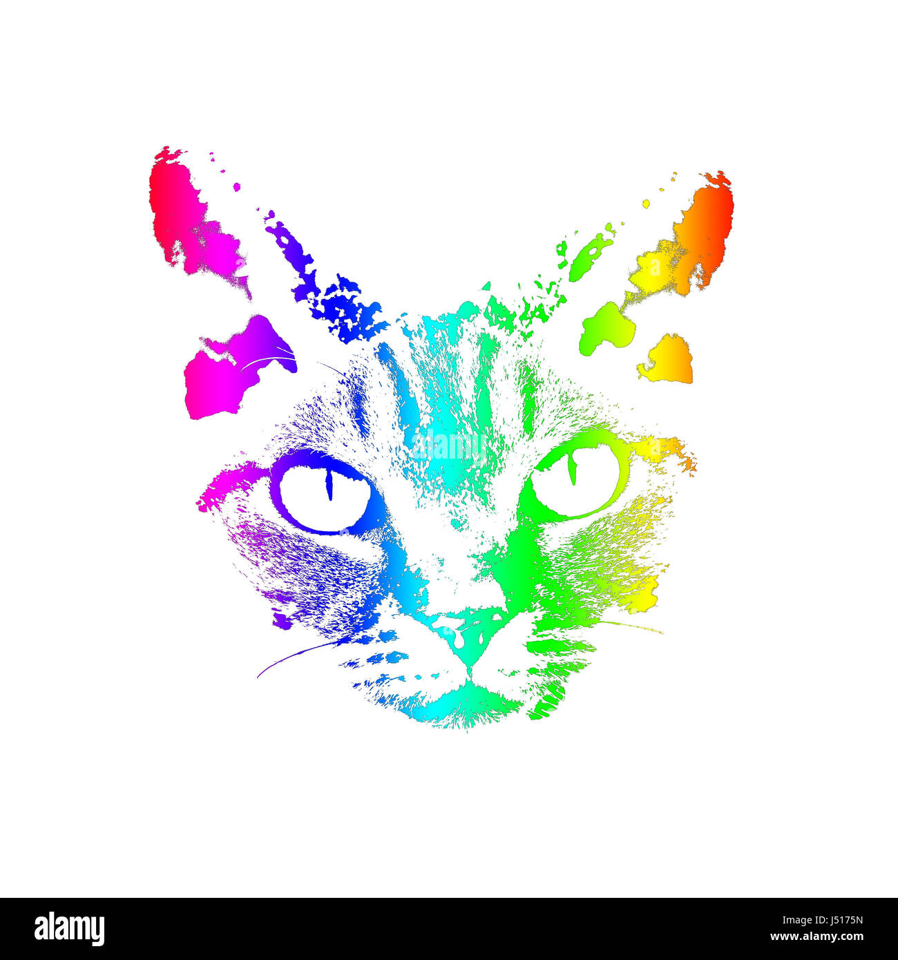 Dessin de la tête de chat arc-en-ciel - être différent, différent de la loi sur Banque D'Images