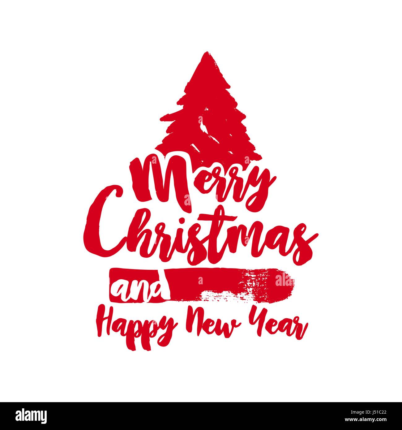 Joyeux Noël arbre grunge text quote, calligraphie design lettrage pour les fêtes. Typographie rouge créatifs font pinceau illustration. Vecteur EPS10 Illustration de Vecteur
