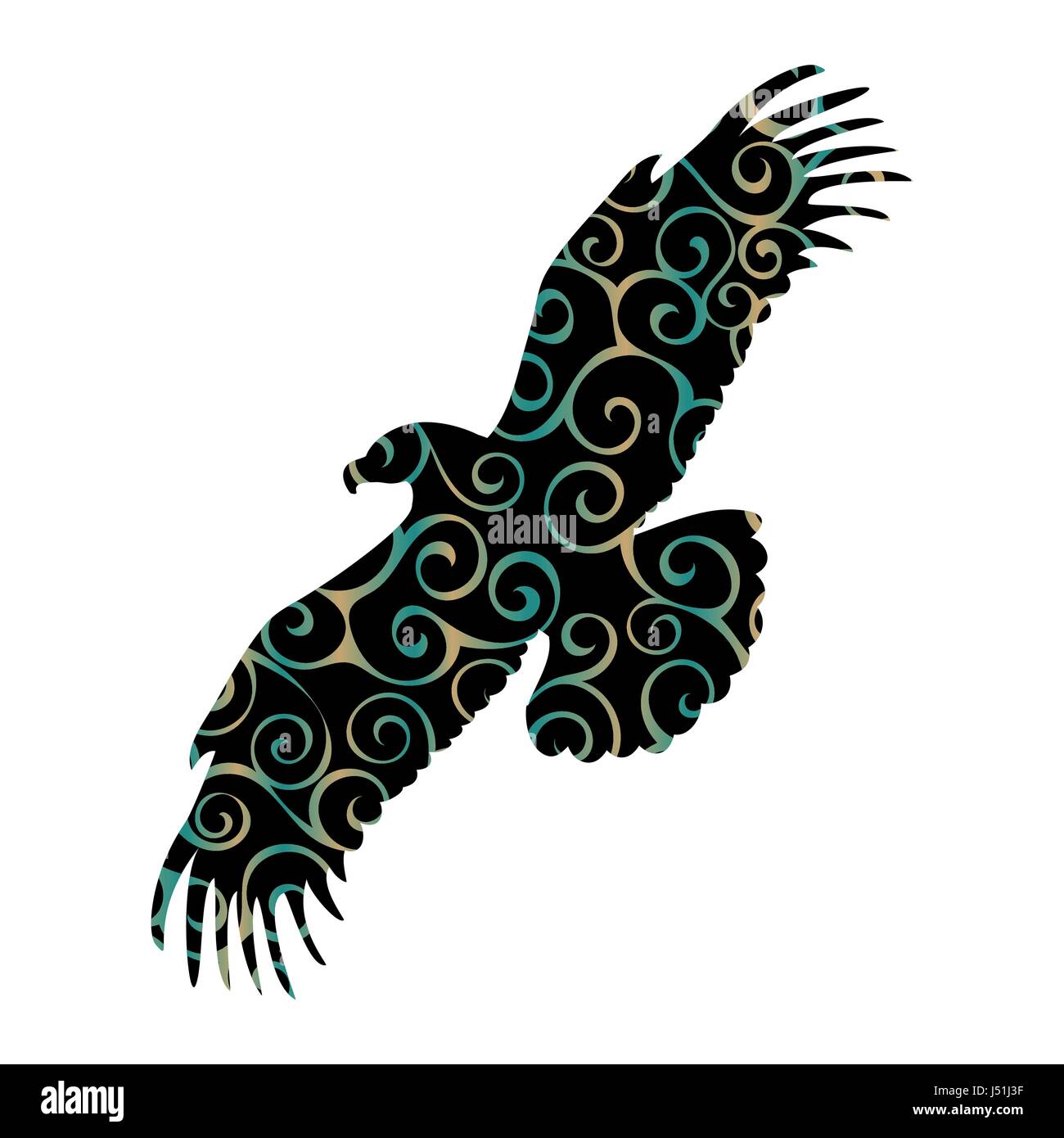 Eagle bird animal silhouette couleur Illustration de Vecteur