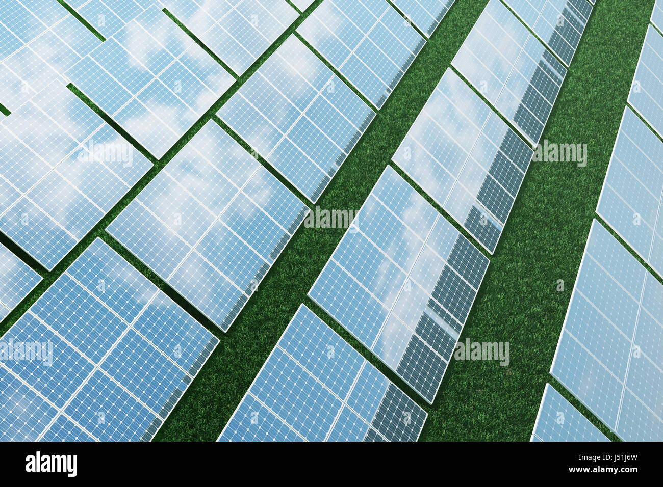 3D illustration des panneaux solaires avec des nuages. L'énergie et l'électricité. Alternative Energy, eco ou générateurs de vert. Power, de l'écologie, de la technologie, de l'électricité. Banque D'Images