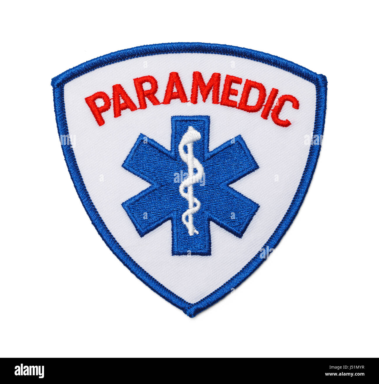 Patch Paramedic tissu isoler sur fond blanc. Banque D'Images