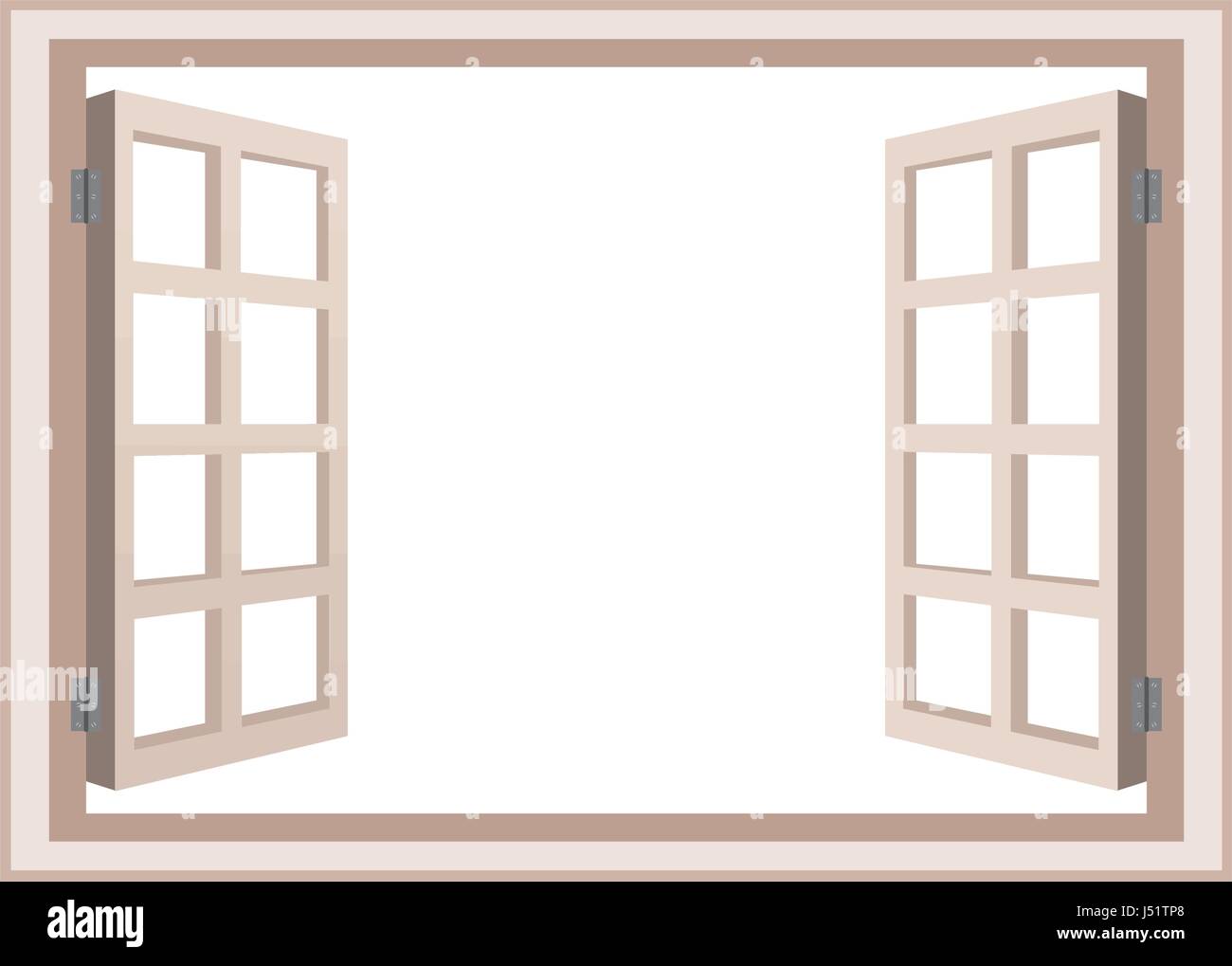 Châssis de fenêtre ouverte design en bois Illustration de Vecteur