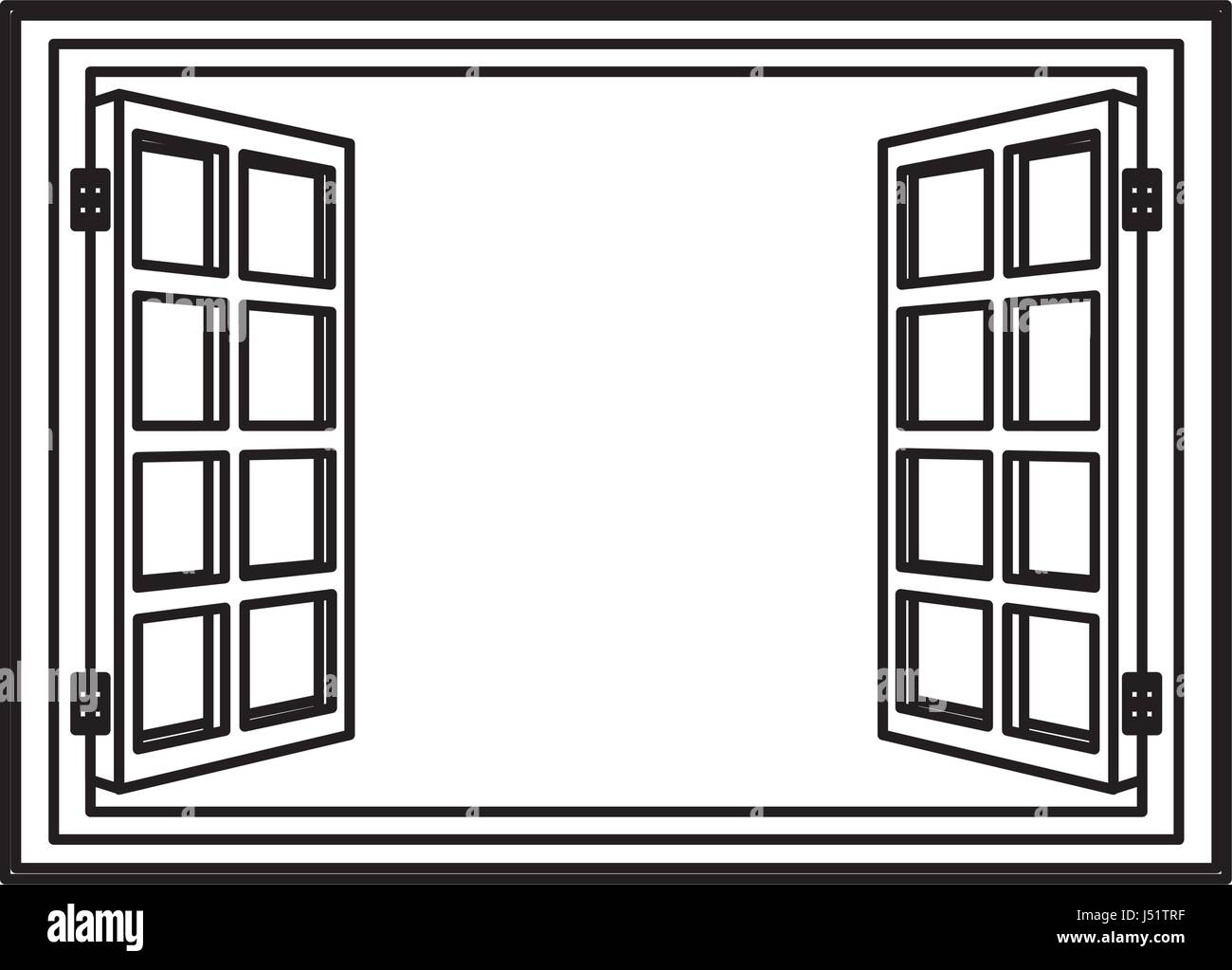 Ouvrez la fenêtre d'image en bois Illustration de Vecteur