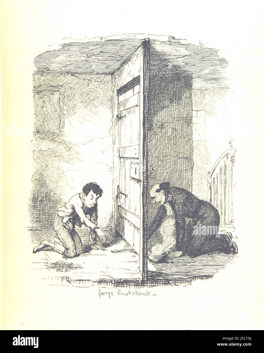 'Promenades sur les traces de Don Quichotte' suit le voyage du protagoniste à travers l'Espagne, retraçant le parcours du célèbre personnage littéraire du roman de Cervantes. L’œuvre, illustrée par G. Cruikshank, présente un compte rendu de la campagne espagnole et de la signification culturelle de l’héritage de Don Quichotte. Banque D'Images