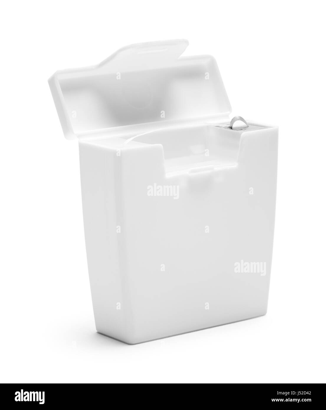 Ouvrez Dental Floss container isolé sur fond blanc. Banque D'Images