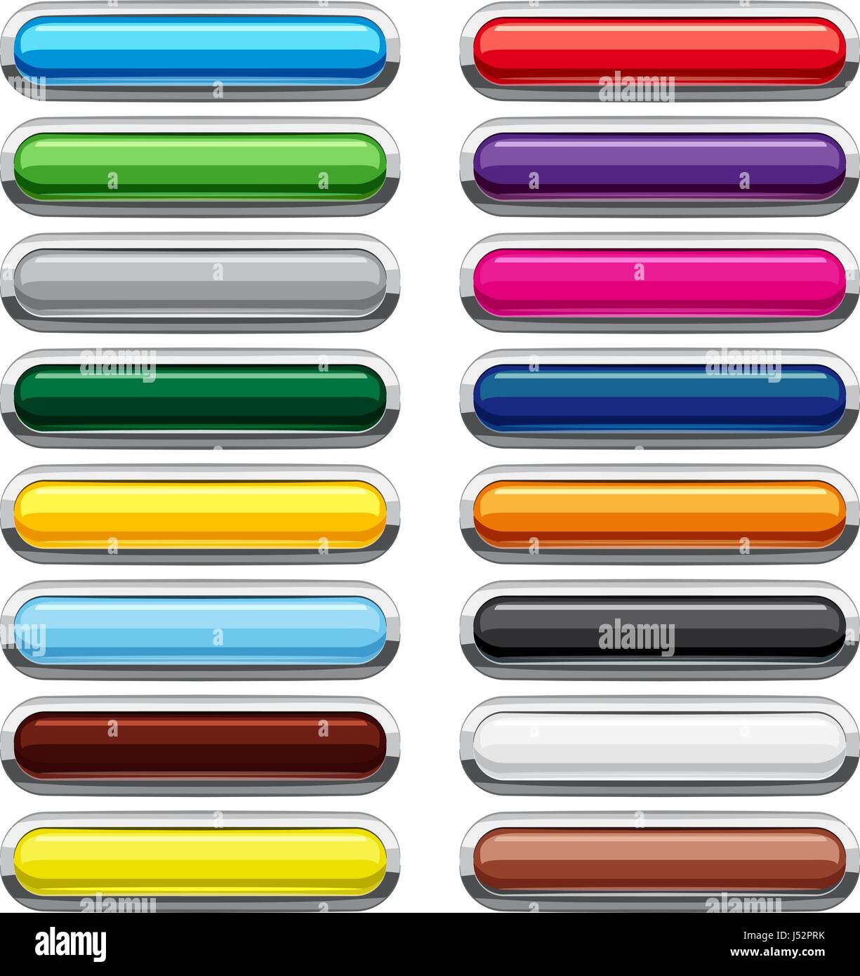 Rectangle blanc boutons icônes set, cartoon style Illustration de Vecteur