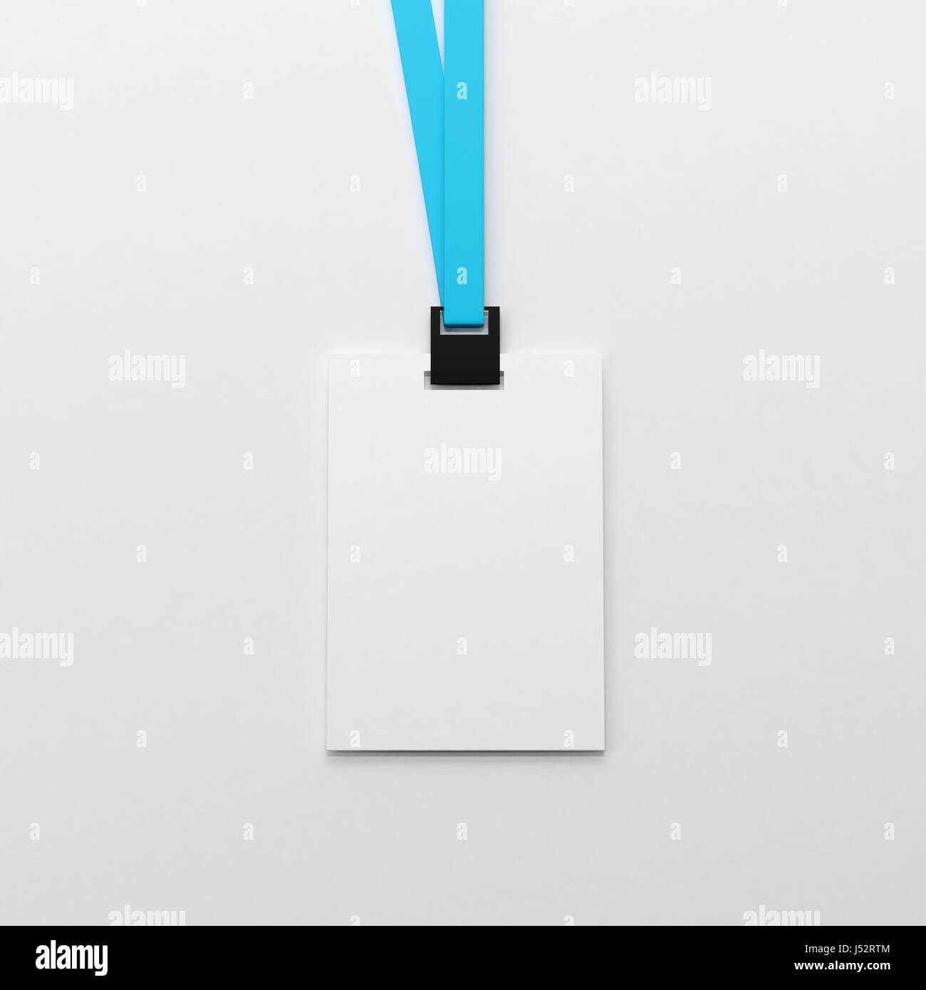 Carte d'identité vide réaliste ,Badge Vertical & Bio-métrique Card With Blue Ribbon Banque D'Images