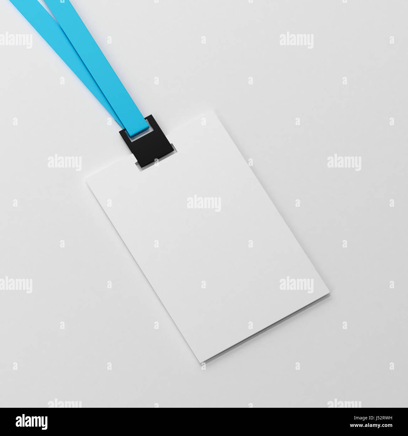 Carte d'identité vide réaliste ,Badge Vertical & Bio-métrique Card With Blue Ribbon Banque D'Images