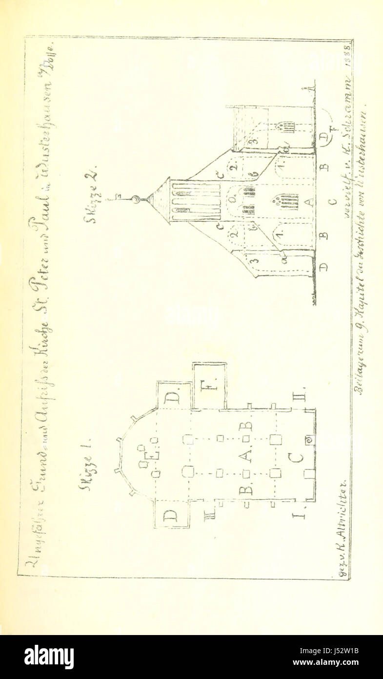Cette image est tirée d'un ouvrage historique sur la ville de Wusterhausen, basé sur des documents publics et privés, dont certains étaient inédits. Le livre fournit un aperçu approfondi de l'histoire de la ville, avec une carte de la ville et des illustrations. Banque D'Images