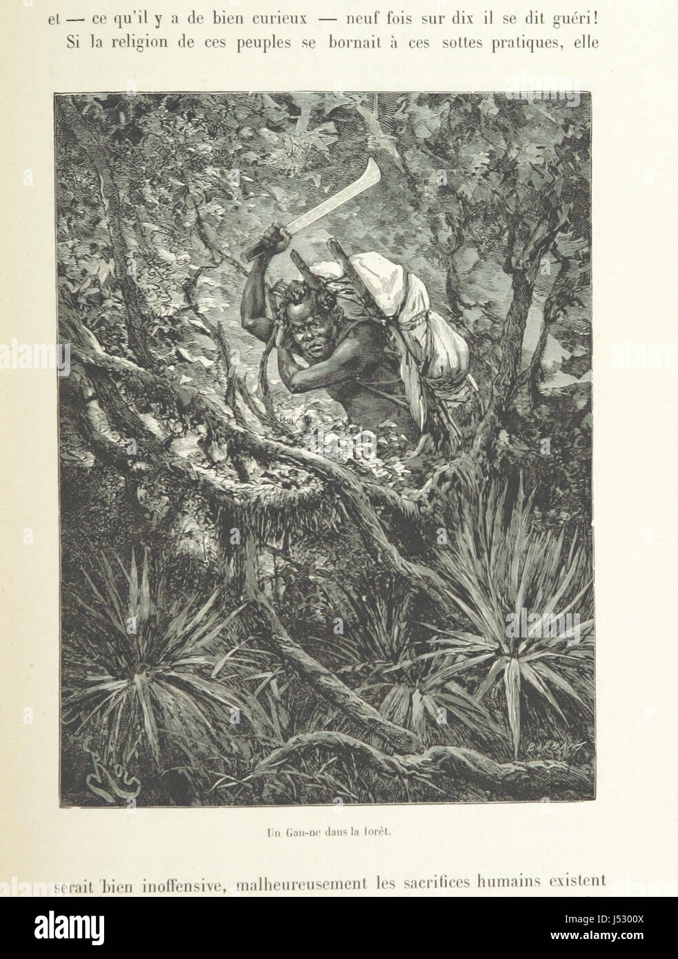 Cette œuvre française, écrite entre 1887 et 1889, raconte un voyage du fleuve Niger au golfe de Guinée, en passant par les pays Kong et Mossi. Il comprend une carte et 176 gravures sur bois illustrant les expériences du voyage. Banque D'Images