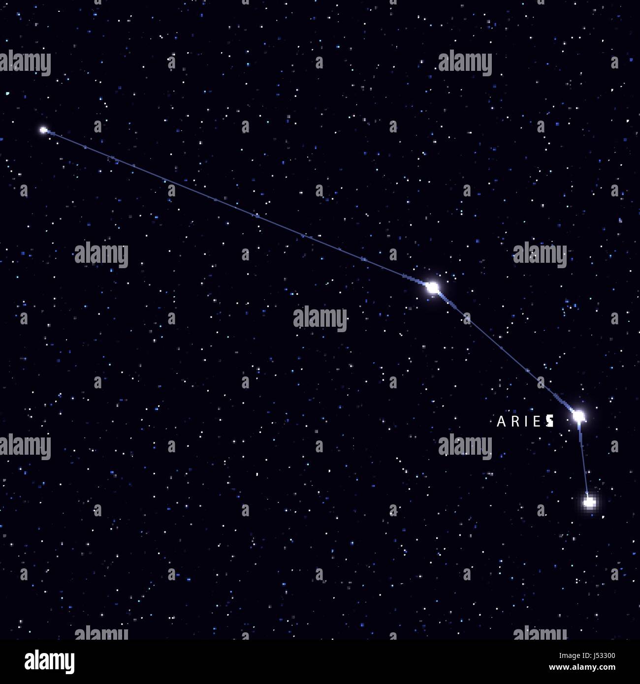 Carte du ciel avec le nom des étoiles et constellations. Symbole astronomique constellation du Bélier. Illustration de Vecteur