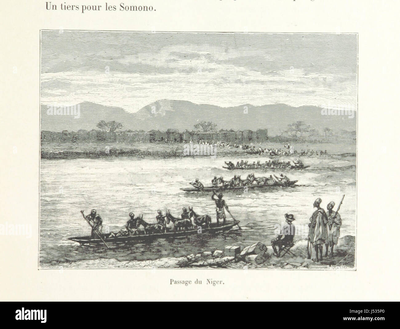 Cet ouvrage documente un voyage du fleuve Niger au golfe de Guinée, détaillant les pays de Kong et Mossi. Il contient une carte et 176 gravures sur bois, offrant une trace visuelle et textuelle de cette exploration du XIXe siècle. Banque D'Images
