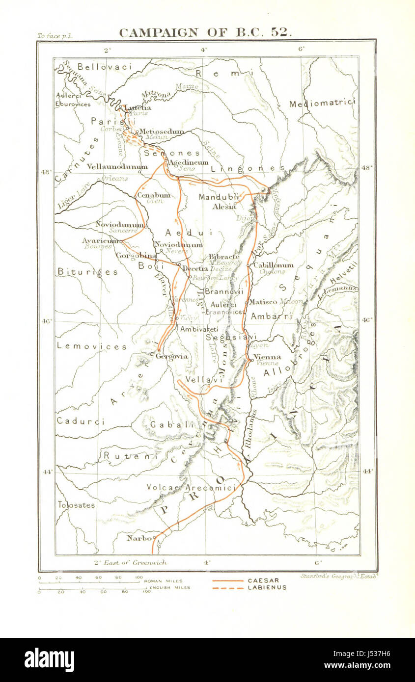 Image prise à partir de la page 28 de "la septième campagne de César en Gaule. C.-B. 52. De Bello Gallico lib. VII. Édité, avec notes, et tables des excursus idiomes, par W. Cookworthy Compton ... Avec des illustrations de dessins par E. T. Compton, et des cartes' Banque D'Images