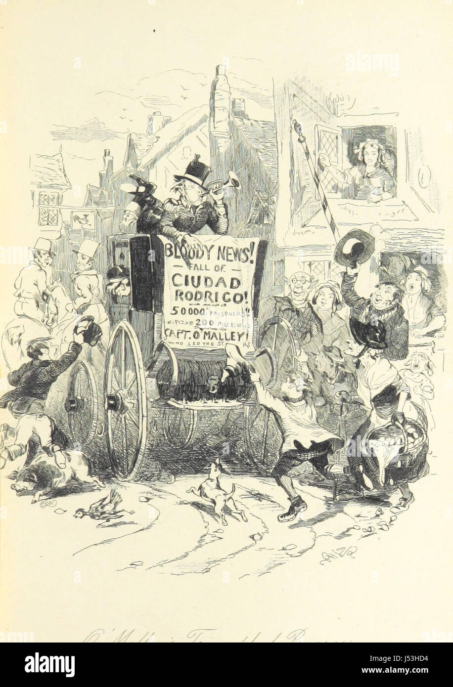 Charles O'Malley est une œuvre avec des illustrations de Phiz (H. K. Browne), un illustrateur anglais populaire du XIXe siècle. Le livre raconte les aventures de son personnage titulaire. Banque D'Images
