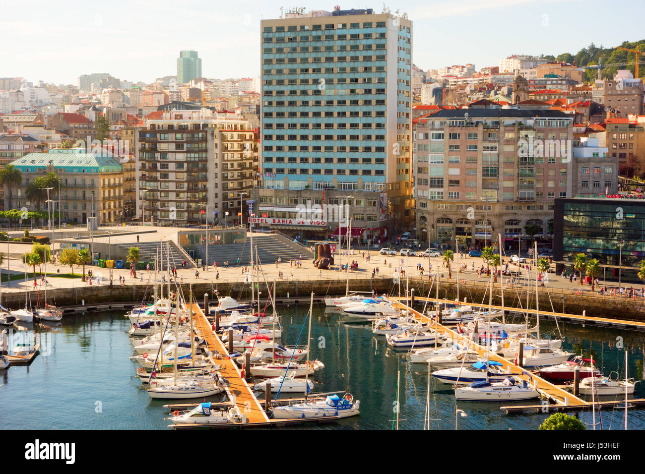 Hotel Bahia de Vigo et de la marina. La ville de Vigo, dans la province de Pontevedra, au nord-ouest de l'Espagne. Capitale de la comarca de Vigo Vigo et metropplitan. Banque D'Images