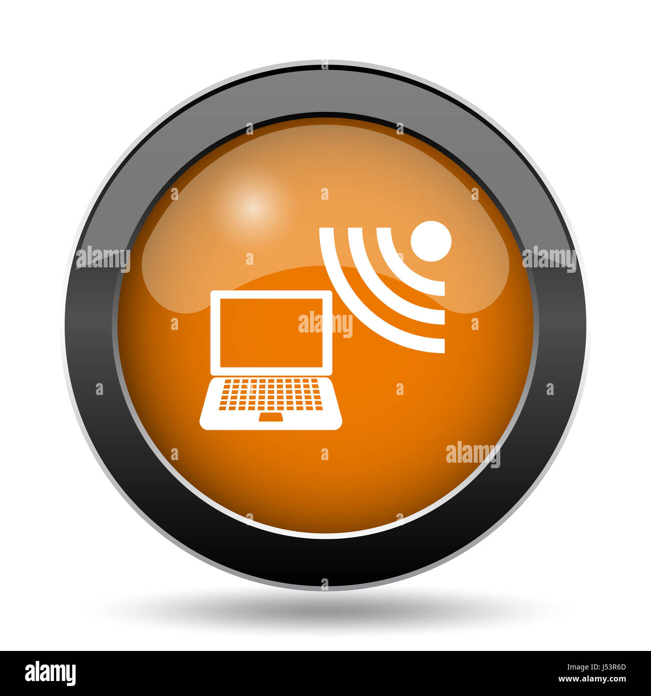 L'icône ordinateur portable sans fil. Site web de l'ordinateur portable sans fil bouton sur fond blanc. Banque D'Images