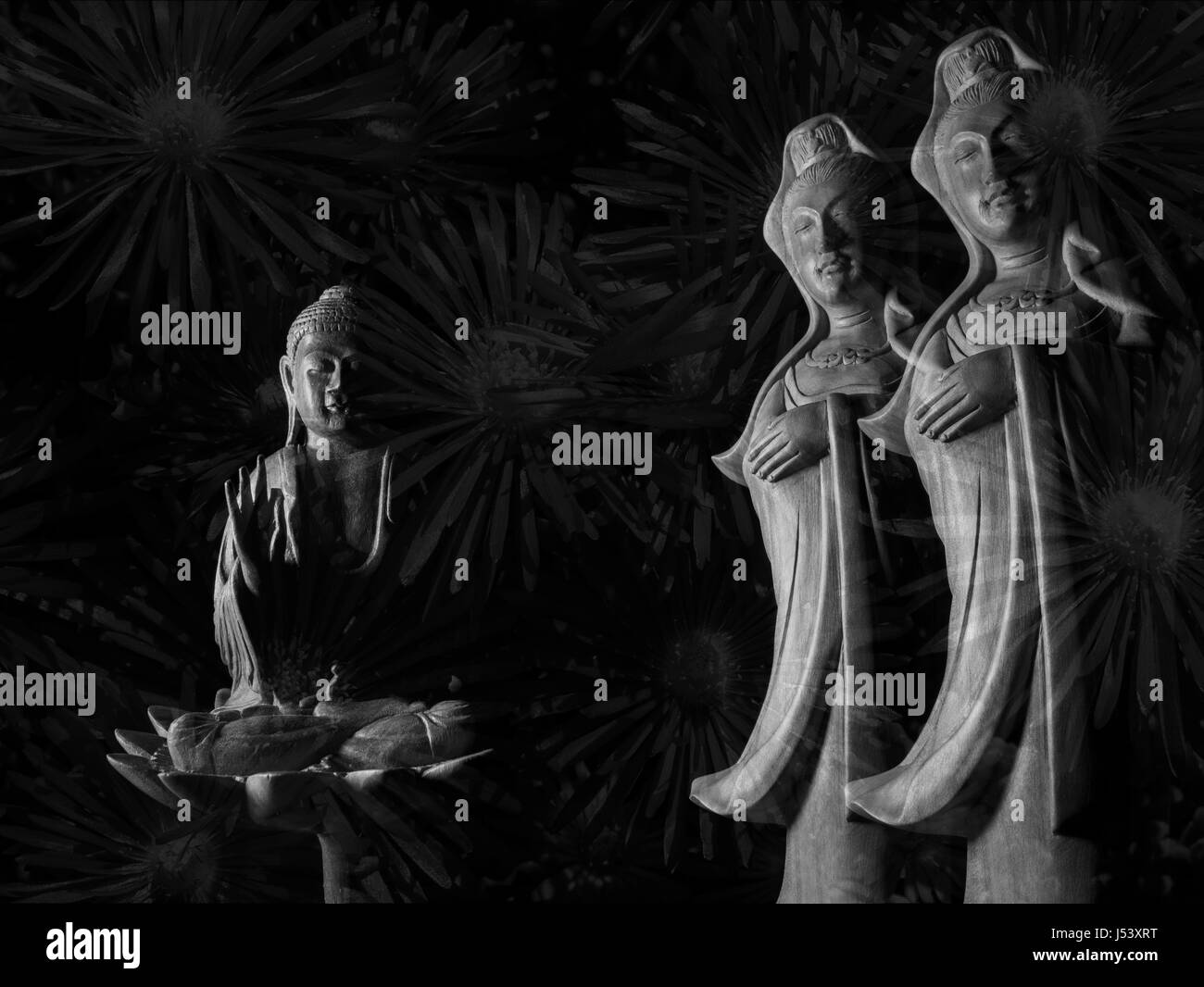 Sculpture Bouddha/佛 像/佛像 et Avalokitasvara/觀世音 觀音 sculpture Bodhisattva/觀自在 觀音菩薩/菩薩/觀自在菩薩 觀世音菩薩 ///像 Banque D'Images