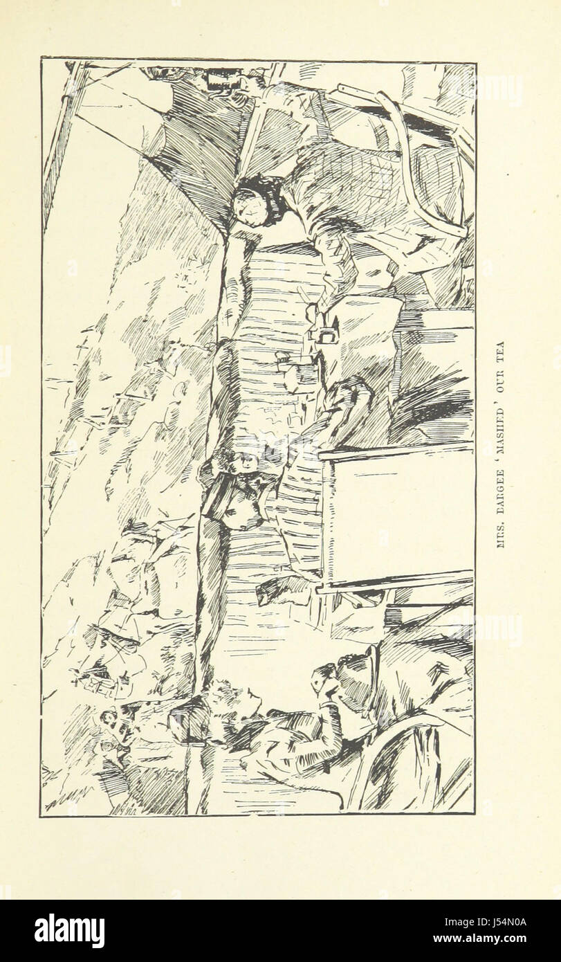 Two Girls on a Barge est un livre illustré par F.H. Townsend, avec quarante-quatre illustrations détaillées, racontant une histoire impliquant peut-être un voyage ou une aventure sur l'eau. Banque D'Images