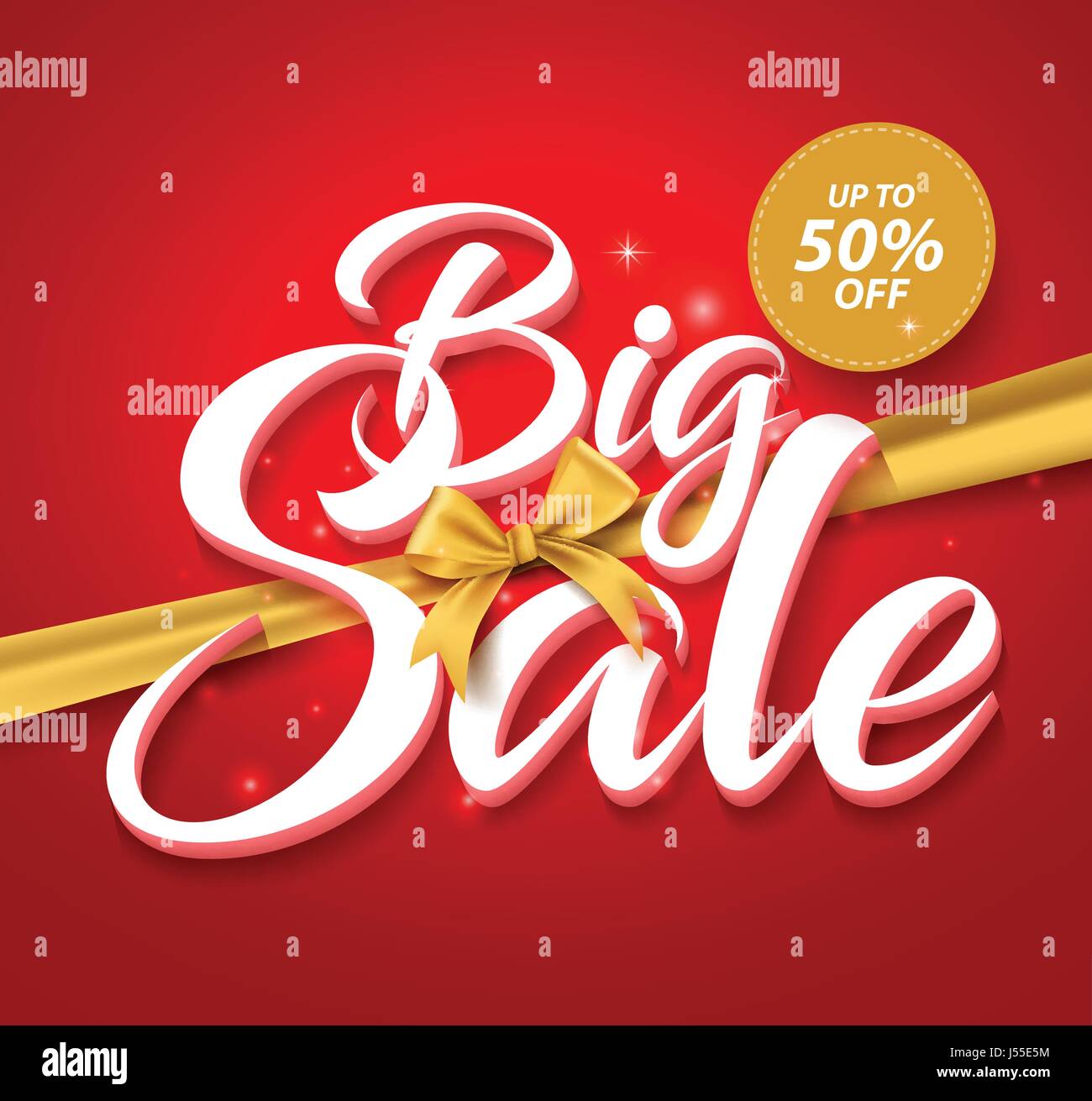 Grosse vente Le texte vectoriel dans un ruban d'Or et jusqu'à 50  % sur l'étiquette avec Abstract Lights en fond rouge. Vector Illustration. Illustration de Vecteur Grosse vente Le texte vectoriel dans un ruban d'Or et jusqu'à 50  % sur l'étiquette avec Abstract Lights en fond rouge. Vector Illustration. Illustration de Vecteur