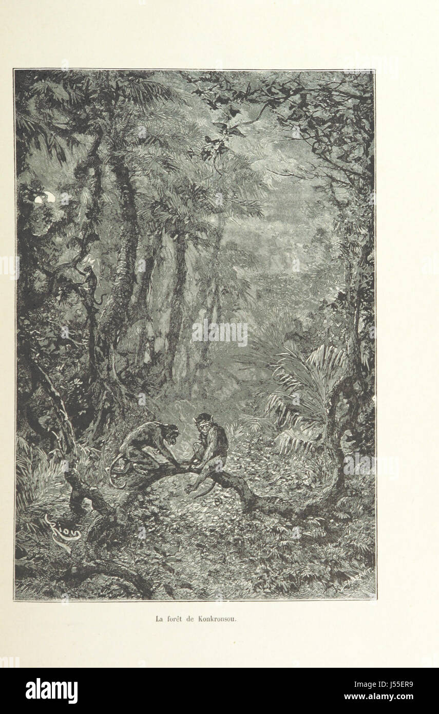 Cet ouvrage documente un voyage du fleuve Niger au golfe de Guinée, en passant par les terres de Kong et du peuple Mossi. Il comprend une carte et de nombreuses gravures de 1887 à 1889, offrant un aperçu de la géographie et des cultures africaines. Banque D'Images