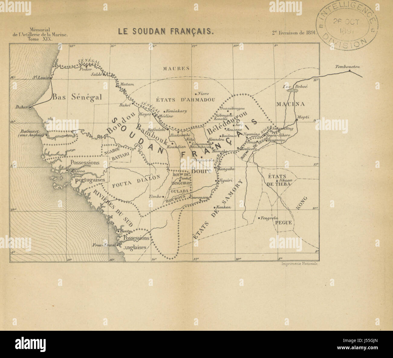 Image prise à partir de la page 15 de "Le Soudan français en 1889-1890. Rapport militaire ... Extrait du Mémorial de l'artillerie de la marine' Banque D'Images