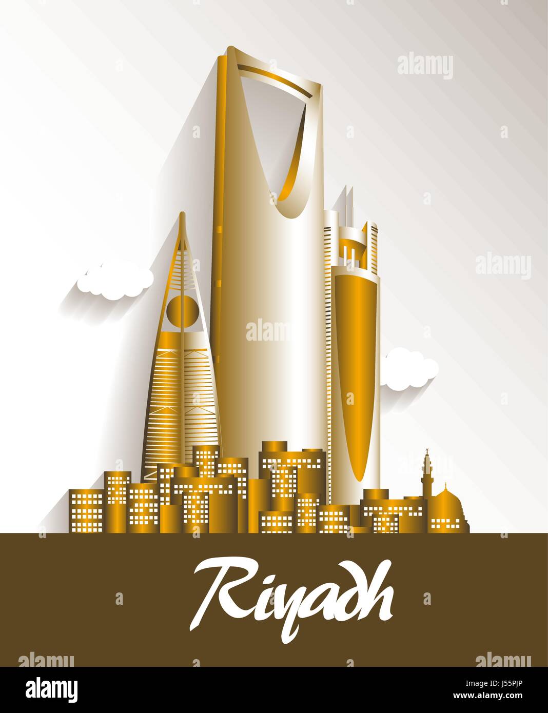 Ville de Riyadh Arabie Saoudite célèbres bâtiments Vector Design. Editable Vector Illustration Illustration de Vecteur