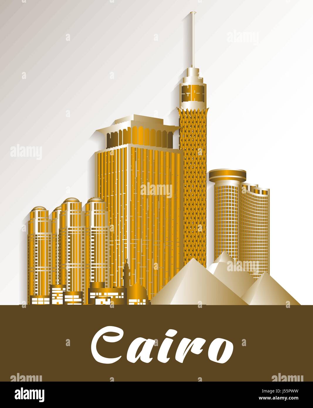 Ville du Caire Egypte bâtiments célèbres Vector Design. Editable Vector Illustration Illustration de Vecteur