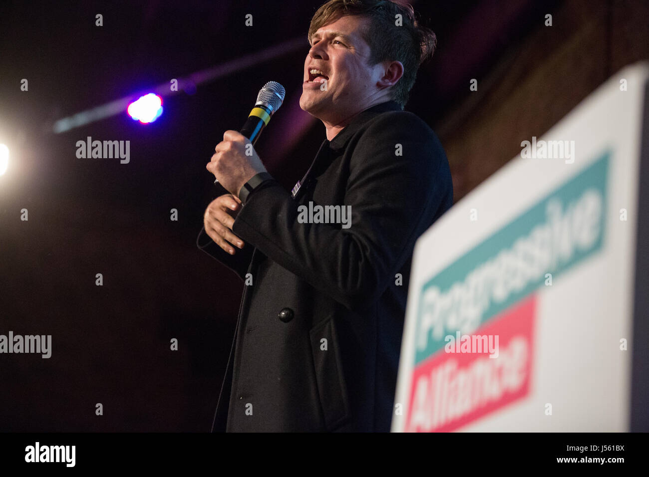 Londres, Royaume-Uni. 15 mai, 2017. Poète Luc Wright aborde la "construire un avenir progressiste' lancement de l'Alliance progressiste à la brasserie de la ville de Londres. Credit : Mark Kerrison/Alamy Live News Banque D'Images